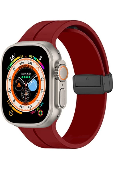 CEPCASE    Watch Ultra 49mm Kordon/kayış Çizgili Tasarım Metal Toka Esnek Sağlam Silikon Kordon - 2