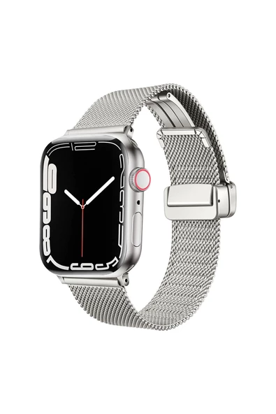 CEPCASE    Watch 7 45mm Kordon/kayış Metal Ince Tel Örgü Tasarım Klipsli Ayarlanabilir Ölçü Kordon