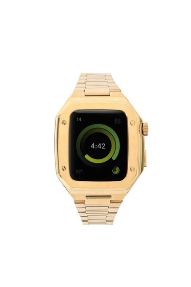 CEPCASE    Apple Watch 7 45mm Kordon Luxury Tasarım Paslanmaz Çelik Kasa Korumalı Special Kordon/Kayış