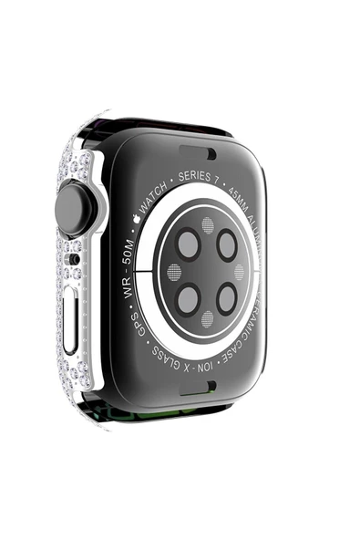 CEPCASE    Watch 7 45mm Taşlı Kasa Ve Ekran Koruyucu Diamond Kenarları Taşlı Tam Kalıp - 3