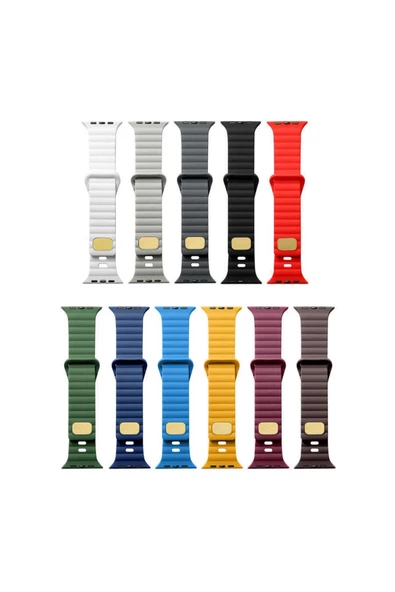 CEPCASE    Watch 38mm Kordon/kayış Çizgi Şerit Desen Delikli Tasarım Tak Çıkar Silikon Kordon - 6