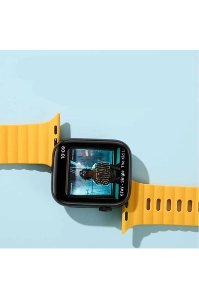 CEPCASE    Watch 38mm Kordon/kayış Çizgi Şerit Desen Delikli Tasarım Tak Çıkar Silikon Kordon - 3