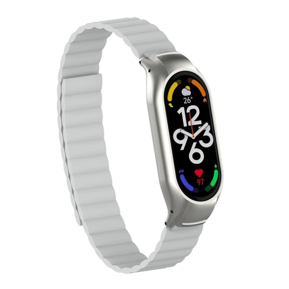 CEPCASE    Xiaomi Mi Band 7 Kordon/Kayış Magnetik Silikon Kasa Koruma 2 In 1  Çift Renkli Mıknatıslı Kordon