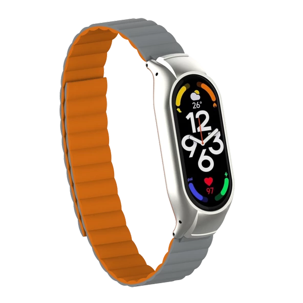 CEPCASE    Xiaomi Mi Band 7 Kordon/Kayış Magnetik Silikon Kasa Koruma 2 In 1  Çift Renkli Mıknatıslı Kordon