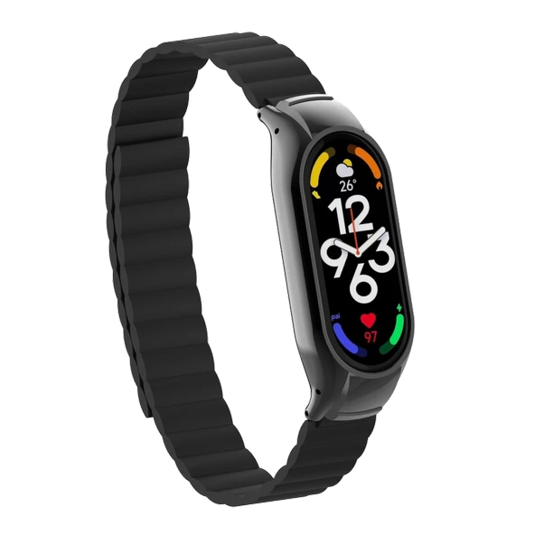 CEPCASE    Xiaomi Mi Band 7 Kordon/Kayış Magnetik Silikon Kasa Koruma 2 In 1  Çift Renkli Mıknatıslı Kordon
