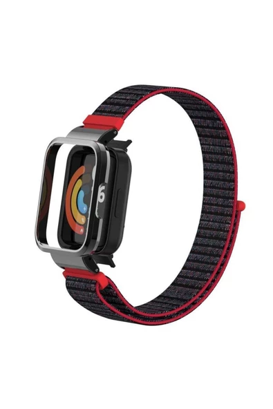 CEPCASE    Xiaomi Mi Watch Lite Kordon/kayış Spor Loop Hasır Örgü Kasa Korumalı 2 In 1 Cırt Cırtlı Kordon - 4