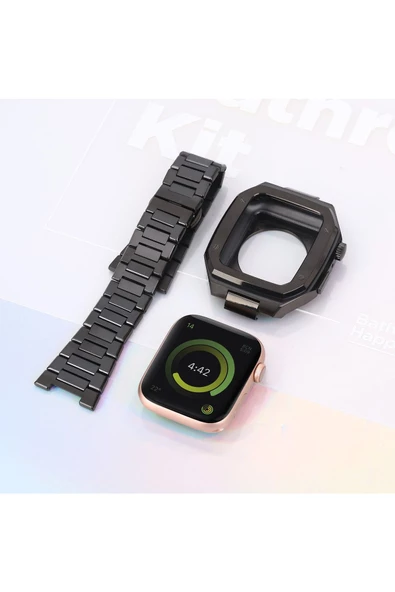 CEPCASE    Watch 7 45mm Kordon Luxury Tasarım Paslanmaz Çelik Kasa Korumalı Special Kordon - 7