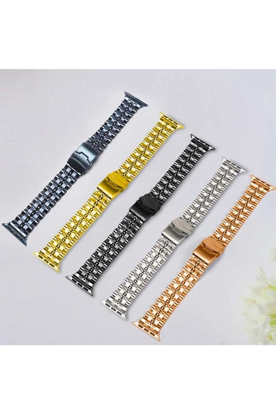 CEPCASE    Watch 7 45mm Kordon/kayış Metal Şeritli Bakla Tasarım Klipsli Açma Kapama Kordon/kayış - 3