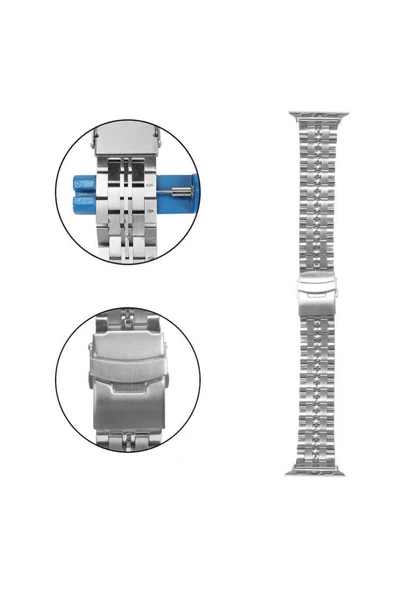 CEPCASE    Watch 42mm/44mm Kordon/kayış Metal Şeritli Bakla Tasarım Klipsli Açma Kapama Kordon/kayış - 4