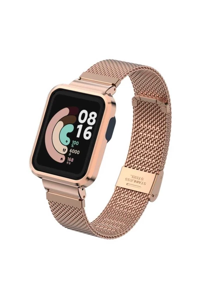 CEPCASE    Xiaomi Mi Watch Lite Kordon/kayış Metal Hasır Örgü Kasa Korumalı Klipsli 2 In 1 Tam Uyumlu Kordon - 6