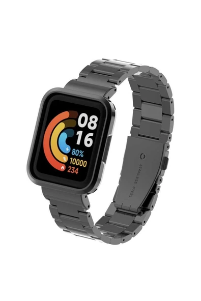CEPCASE    Xiaomi Mi Watch Lite Kordon/kayış Metal Baklalı Kasa Korumalı 2 In 1 Paslanmaz Çelik Kordon - 4