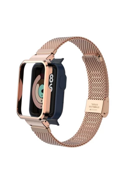 CEPCASE    Xiaomi Mi Watch Lite Kordon/kayış Metal Hasır Örgü Kasa Korumalı Klipsli 2 In 1 Tam Uyumlu Kordon - 3