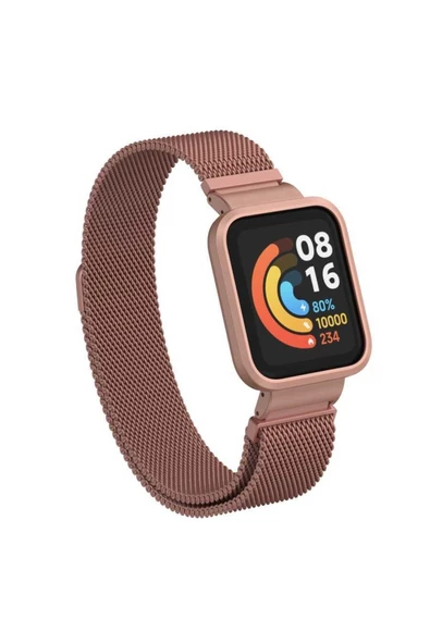 CEPCASE    Xiaomi Mi Watch Lite Kordon/kayış Metal Hasır Örgü Kasa Korumalı Mıknatıslı 2 In 1 Tam Uyumlu Kordon