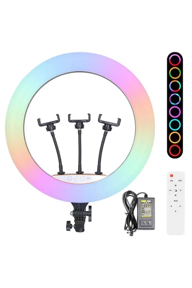 CEPCASE    Ring Light Işık Halkası 56cm RGB Geliştirilmiş High Color Canlı Yayın Reels 3 lü Yayın Özellikli - 5