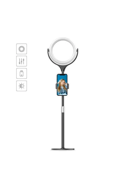 CEPCASE    Ring Light Işık Halkası 30 Cm Işıklı Telefon Tutucu Tripodlu Metal Gövde Metal Ayaklı Led Aydınlatma - 2