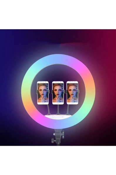 CEPCASE    Ring Light Işık Halkası 56cm RGB Geliştirilmiş High Color Canlı Yayın Reels 3 lü Yayın Özellikli