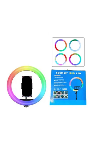 CEPCASE    Ring Light Işık Halkası 56cm RGB Geliştirilmiş High Color Canlı Yayın Reels 3 lü Yayın Özellikli - 4