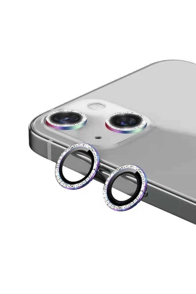 CEPCASE    Iphone 13 Mini Kamera Lens Koruyucu Taşlı Tasarım Şık Parlak Sağlam Koruma