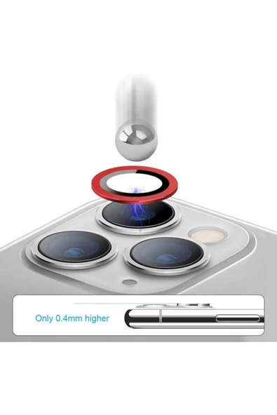 CEPCASE    Iphone 12 Pro Kamera Lens Koruyucu Halka Model Kırmızı Renk - 7