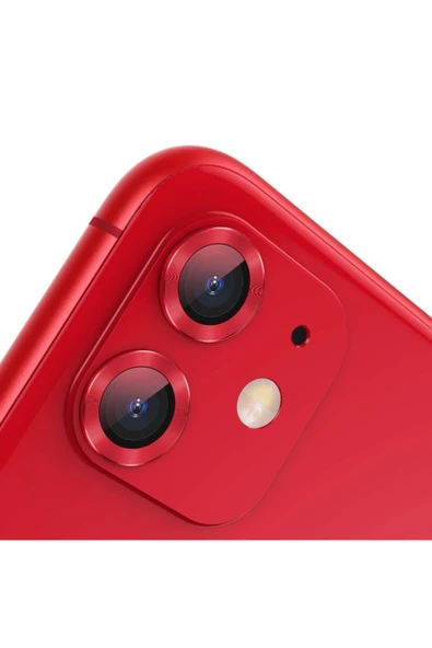 CEPCASE    Iphone 12 Uyumlu Kamera Lens Koruyucu Halka Model Kırmızı Renk - 7