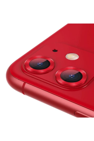 CEPCASE    Iphone 12 Uyumlu Kamera Lens Koruyucu Halka Model Kırmızı Renk