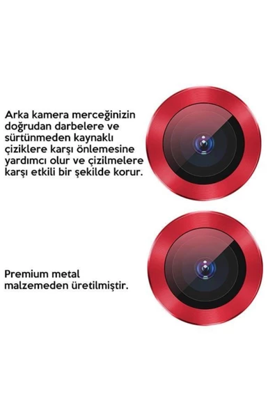 CEPCASE    Iphone 12 Pro Kamera Lens Koruyucu Halka Model Kırmızı Renk - 5