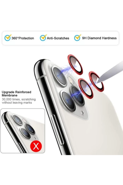CEPCASE    Iphone 12 Pro Kamera Lens Koruyucu Halka Model Kırmızı Renk - 4