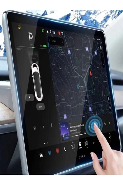 CEPCASE    Tesla Model Y Araç Multimedya Temperli Cam Ekran Koruyucu Tam Uyum 15' - 2
