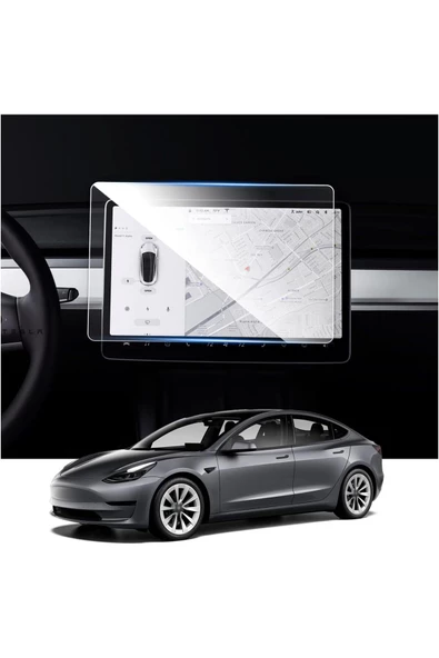 CEPCASE    Tesla Model Y Araç Multimedya Temperli Cam Ekran Koruyucu 15' Kalıp Tam Uyum