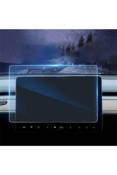 CEPCASE    Tesla Model Y Araç Multimedya Temperli Cam Ekran Koruyucu Tam Uyum 15' - 4