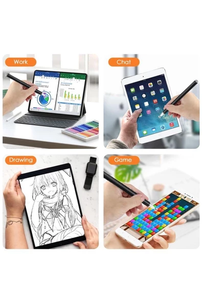 CEPCASE    Dokunmatik Çizim Kalemi Tablet Ve Telefonla Uyumlu Disk Uçlu Sugar Black - 6