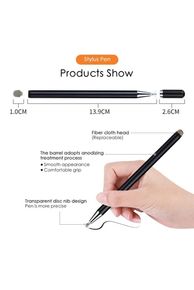 CEPCASE    Dokunmatik Çizim Kalemi Tablet Ve Telefonla Uyumlu Disk Uçlu Sugar Black - 3