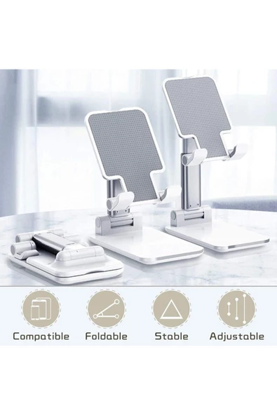 CEPCASE    Masa Üstü Telefon Standı & Masa Üstü Tablet Standı Kademeli Yükseklik Ayarlı Stant-beyaz - 4