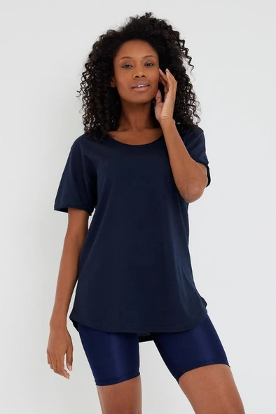 Kadın Açık Pembe Pis Yaka Salaş T-shirt ktcps001r07s - 4