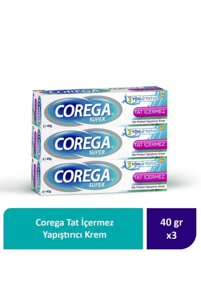 Corega Tat İçermez Yapıştırıcı Krem 40G x 3 Adet