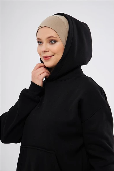 Bej Pratik Hazır Geçmeli Bone Viskon Çapraz Sporcu Hijab 2110_12