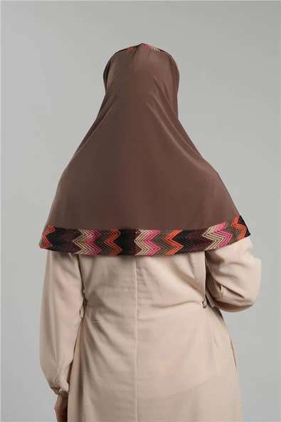 Vizon Pratik Hazır Geçmeli Tesettür Eşarp Sandy Renkli Desenli Fileli 2401_10 - Resim 3