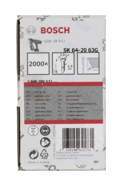 Bosch GNH 18v-64 M Uyumlu Başsız Çivi 63mm 2000 Ad - 2