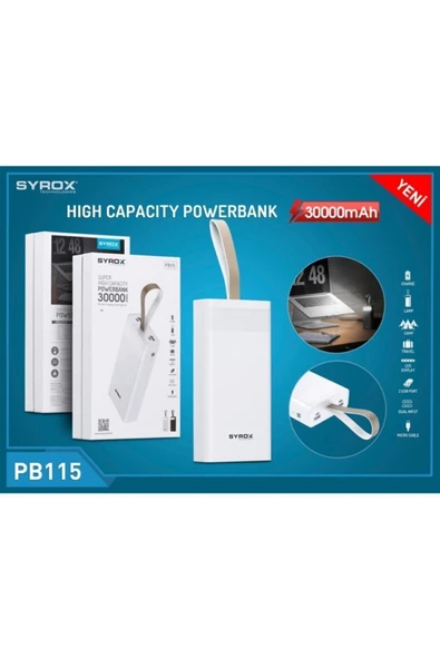 Syrox    30000 Powerbank Syx-pb115 Beyaz Beyaz