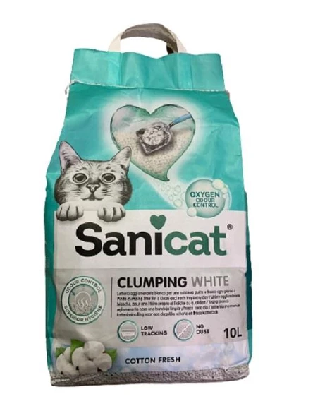 Sanicat Clumping White Cotton Fresh Oksijen Kontrol Kedi Kumu 10 Lt ürün görseli