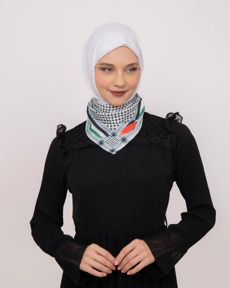 Filistin Bayrak Çizgili Filistin Şal Kefiye Küçük Filistin Bayraklı Fular Saçaksızlı Unisex S100013