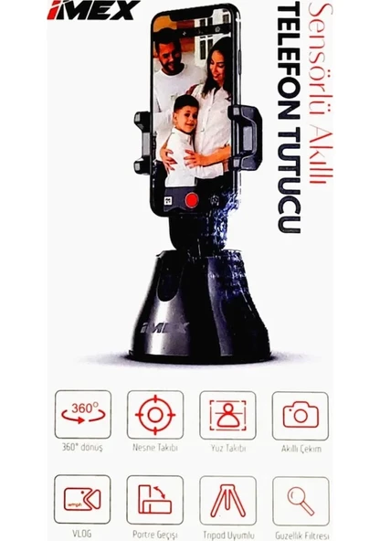 Imex Sensörlü Akıllı Telefon Tutucu 360 Derece Dönerli Siyah