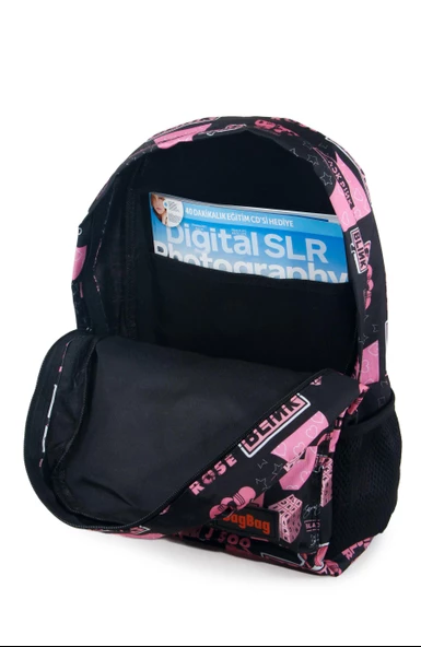 3'lü Set Blackpink K-Pop Desenli Sırt Çantası Kalemlik Makyaj Çantası Büyük Boy Makyaj Çantası - 5