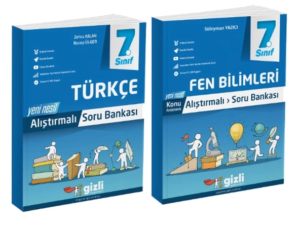 Gizli Yayınları 7. Sınıf Türkçe + Fen Bilimleri Alıştırmalı Soru Bankası ürün görseli