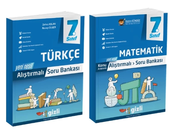 Gizli Yayınları 7. Sınıf Türkçe + Matematik Alıştırmalı Soru Bankası ürün görseli