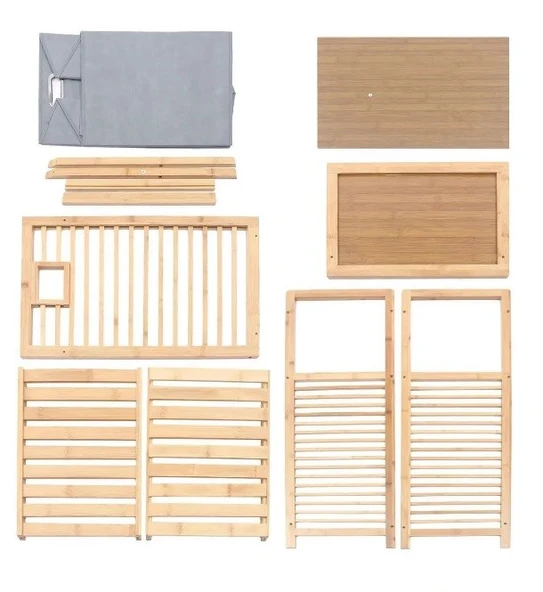 Bambu 2 Raflı Kirli Sepeti Çok Amaçlı Banyo Düzenleyici Organizer Raf - 6