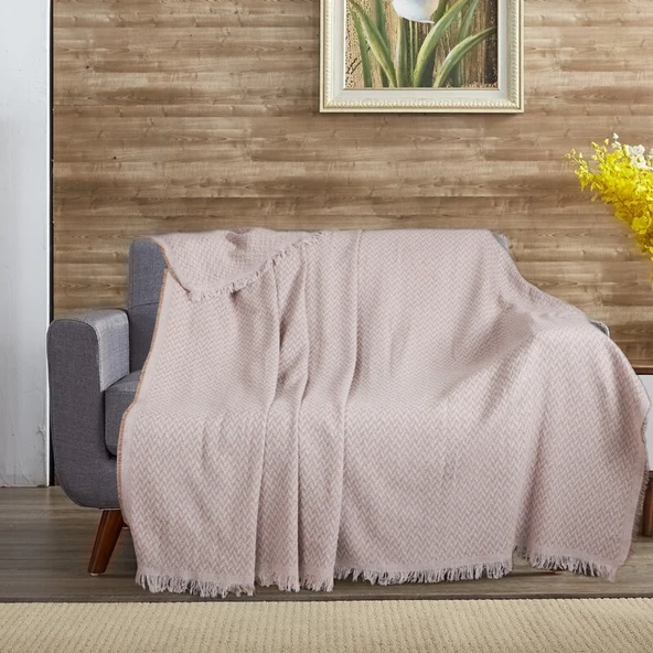 Buldan İşi Zigzag Desenli Çok Amaçlı Pamuklu Koltuk Örtüsü Kaliteli Çekyat Kanepe Örtüsü 170 x 210 cm - 4