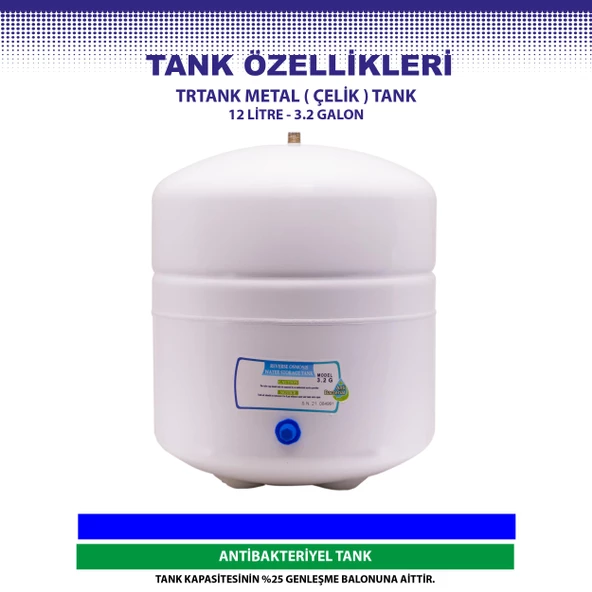 OverWater 12 Aşamalı 12 Lt. Çelik Tanklı Kapalı Kasa Pompalı Su Arıtma Cihazı Özel Sarım Membran Filtre - 6