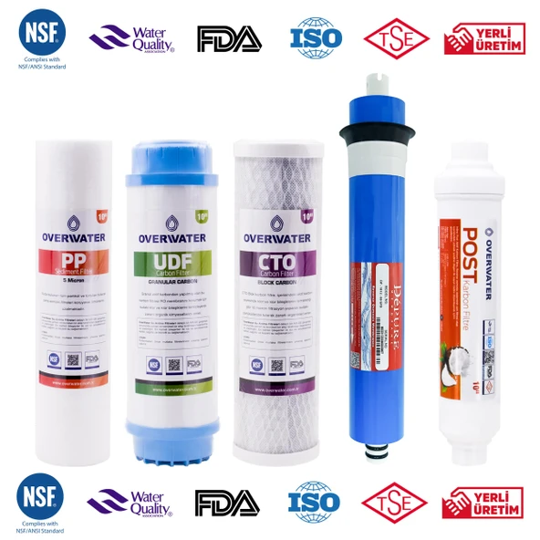 OverWater Açık Kasa Su Arıtma Cihazı 5 Li Filtresi Seti 5 Aşamalı Özel Sarım Membran Filtre - Resim 2