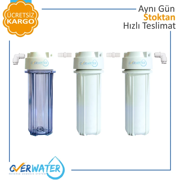 OverWater 10’’ ( inç ) 3 ’lü Housing Seti - Filtre Kabı - Filtre Yuvası